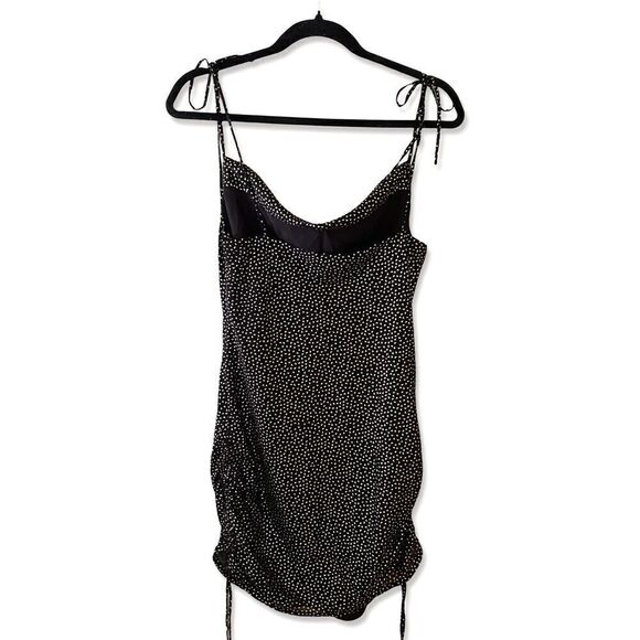 H:ours Liz Mini Dress Gold Flecked slip lingerie style drawstring REVOLVE Sz S - Picture 3 of 9